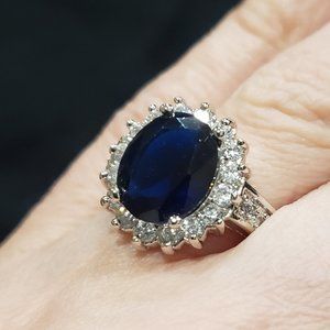 Oval Royal Navy CZ Ring - Size 6